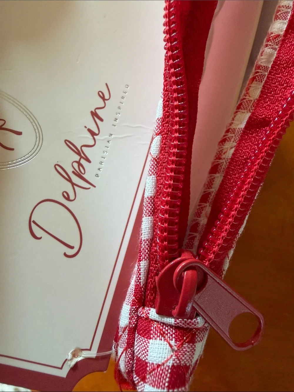 Red Gingham Quilted Cosmetic Pouch